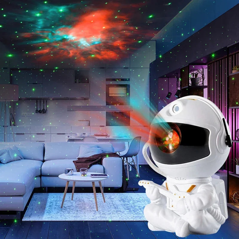 Luminária Infantil Astronauta Projetor de Galáxias - LED